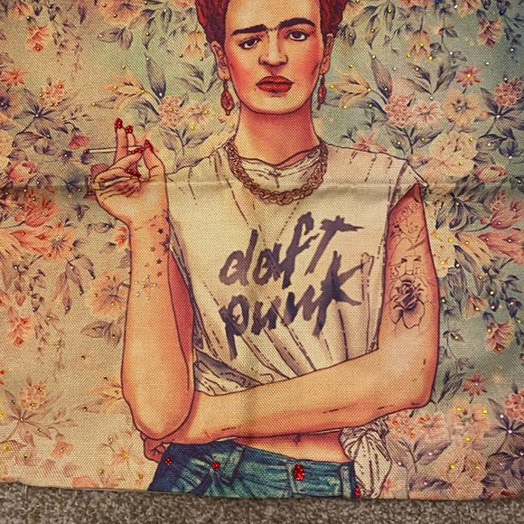 Frida Kahlo Pillow Case Covers. Embellished with sequence & trim. All hand done. - Picture 11 of 12